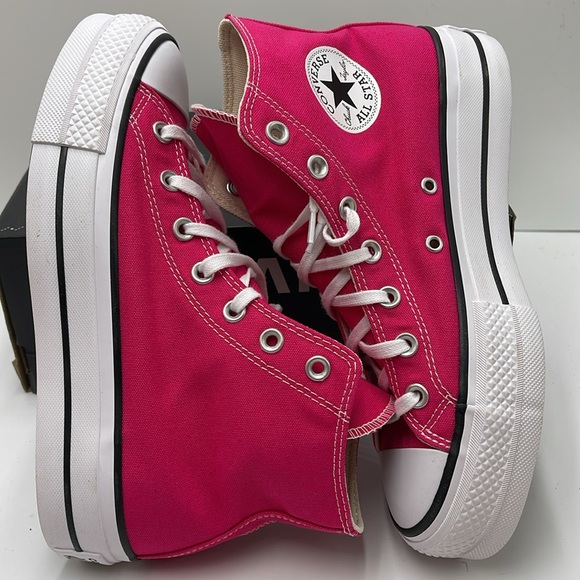 Converse WMNS CTAS LIFT HI CERISE PINK/WHITE/BLACK A08288F Platforms Sneakers - Picture 11 of 16